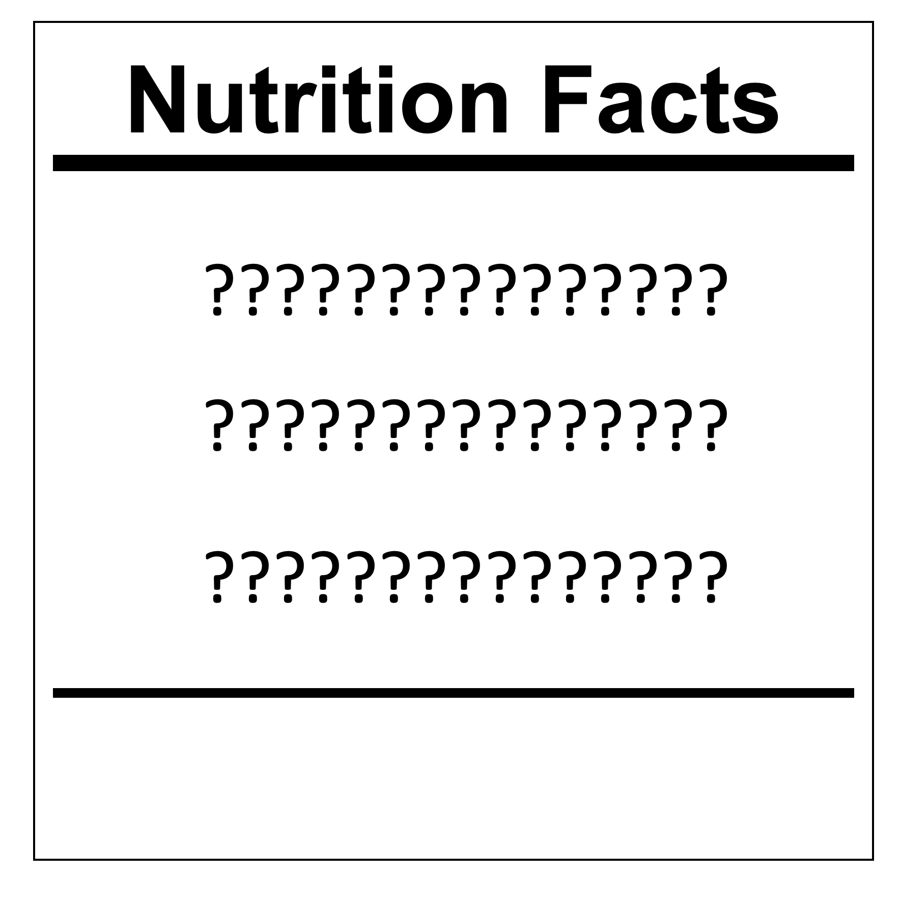 Nutrition facts for human food label.